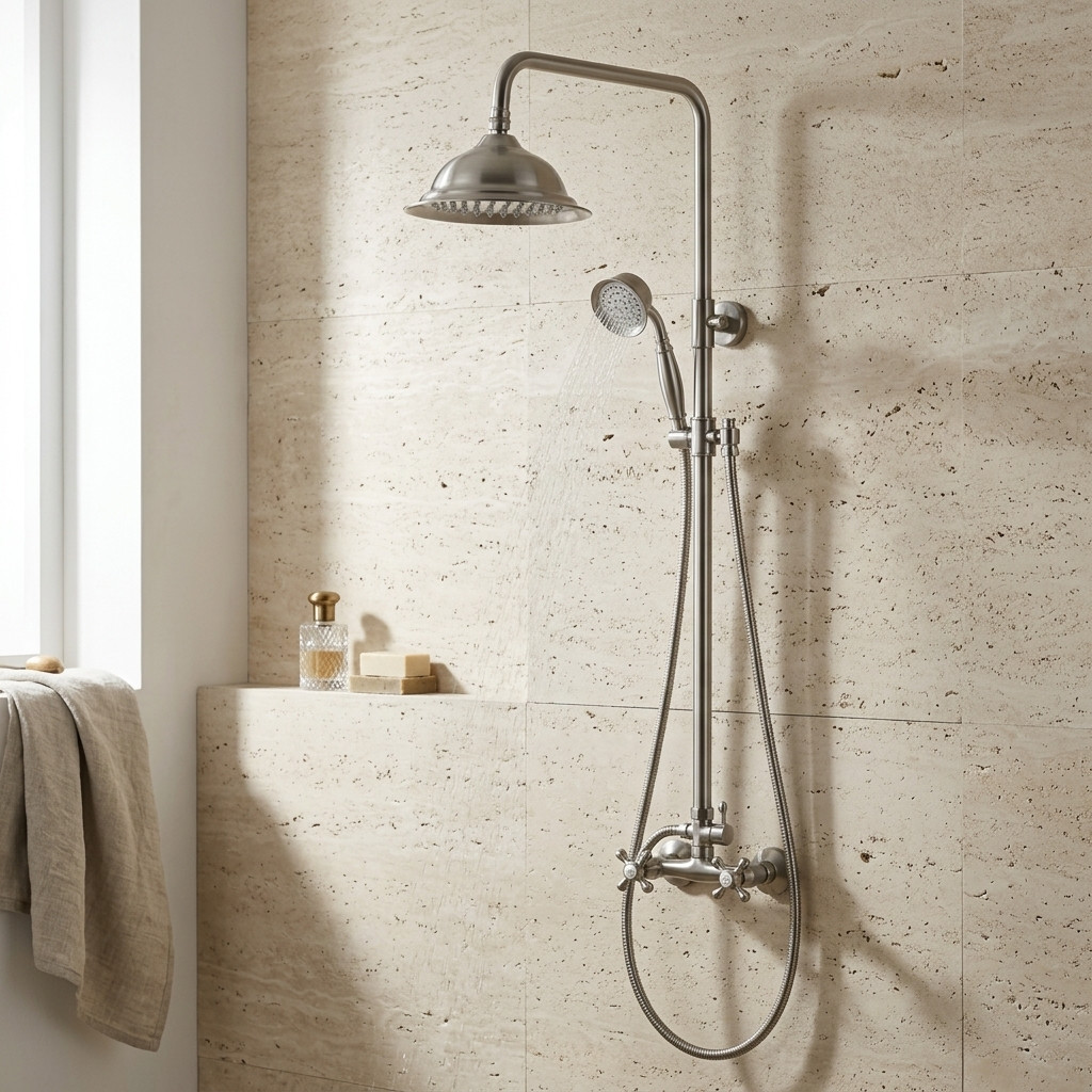 Aquanello Heritage Ascot Classic Shower Set Surface-Mounted Shower Column Stainless Steel NC-2003-HA